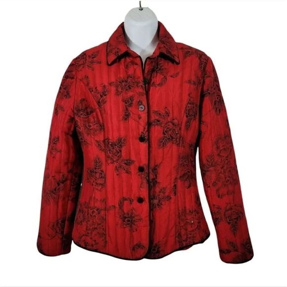 Vintage Anne Carson 100% Silk Beaded and Sequin Quilted Button Down Jacket Small - Picture 1 of 10